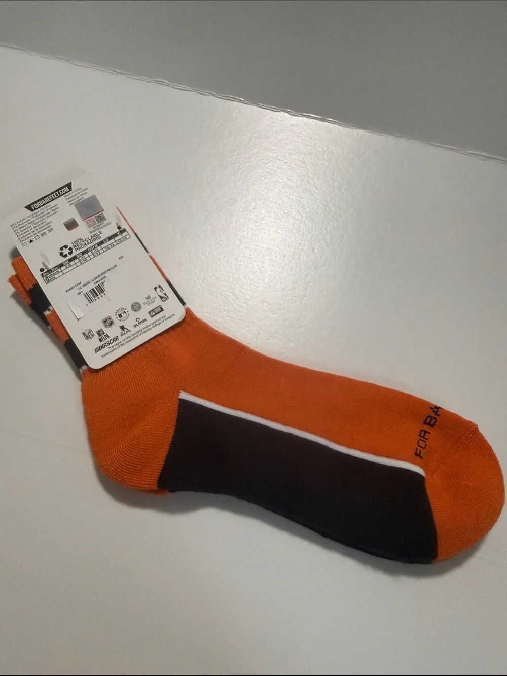 For Bare Feet Orange & Navy Illinois Crew Socks